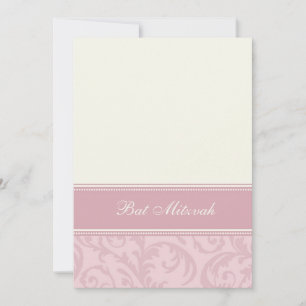 Rosa Creme Damask Bat Mitzvah Einladungen