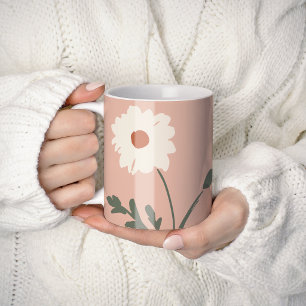 Rosa-Creme Gänseblümchen & Benutzerdefinierter Tex Kaffeetasse