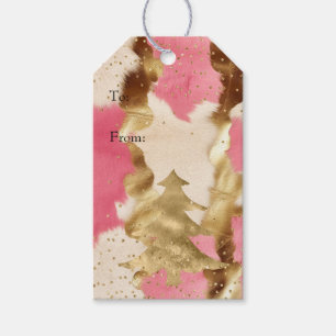 Rosa Creme Gold Cowhide Tree Geschenkanhänger