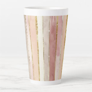 Rosa Creme Gold Röte Streifen Milchtasse