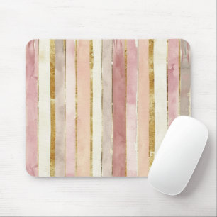 Rosa Creme Gold Röte Streifen Mousepad