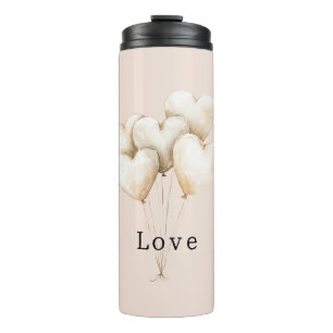 Rosa Creme Herzen Ballons Liebe Thermosbecher