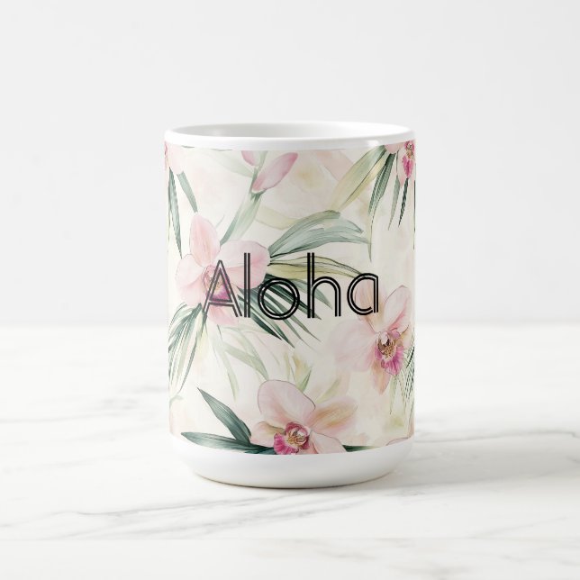 Rosa Creme-Orchideen-Blüten  Kaffeetasse (Mittel)