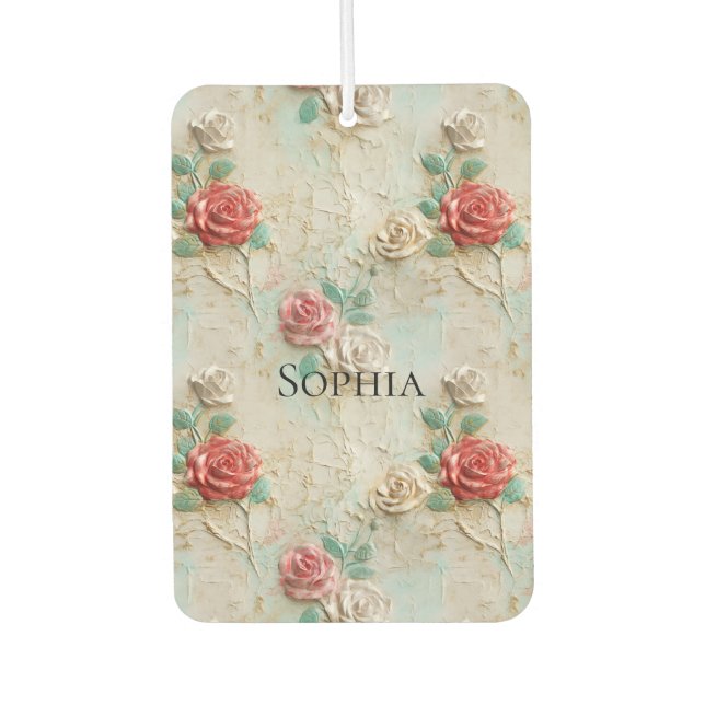 Rosa Creme-Rose Autolufterfrischer (Vorderseite)