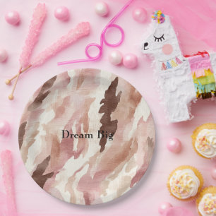 Rosa Creme Schokolade Braun Abstrakt Geburtstag Pappteller