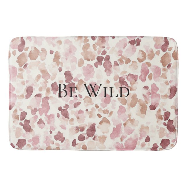 Rosa Creme Schokolade Braun Abstrakt Leopard Tier Badematte (Vorderseite)
