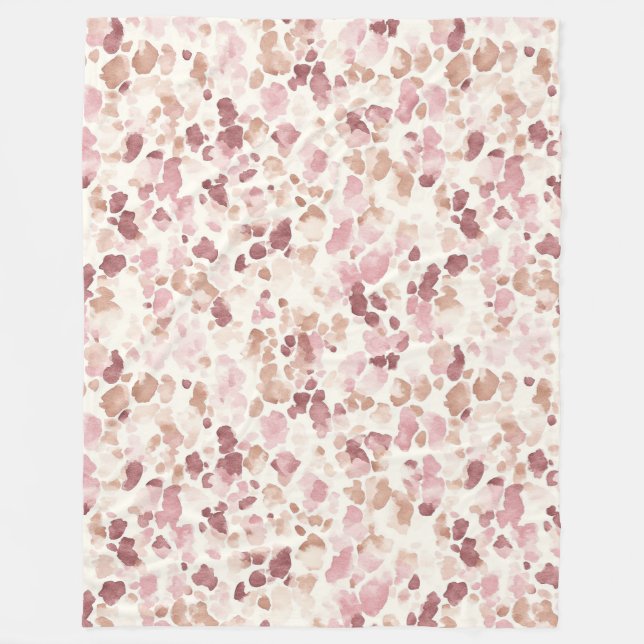 Rosa Creme Schokolade Braun Abstrakt Leopard Tier Fleecedecke (Vorderseite)