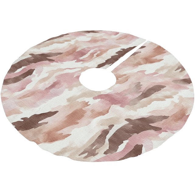 Rosa Creme Schokolade Braun Abstrakt Weihnachten Polyester Weihnachtsbaumdecke (Schrägansicht)