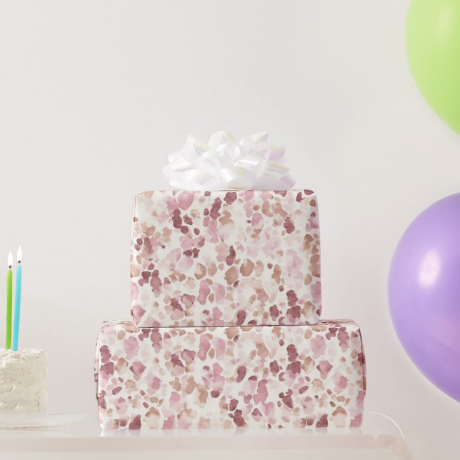 Rosa Creme Schokolade Brauner Leopard Tier Geburts Geschenkpapier (Partygeschenke)