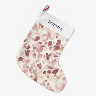 Rosa Creme Schokolade Brown Leopard Weihnachten Großer Weihnachtsstrumpf