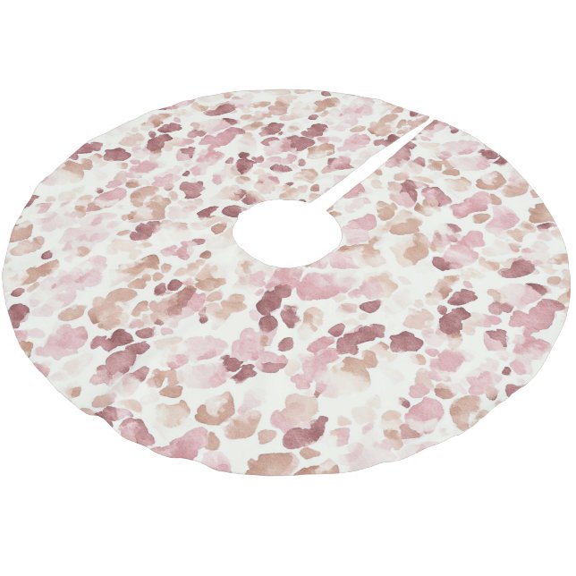 Rosa Creme Schokolade Brown Leopard Weihnachten Polyester Weihnachtsbaumdecke (Schrägansicht)