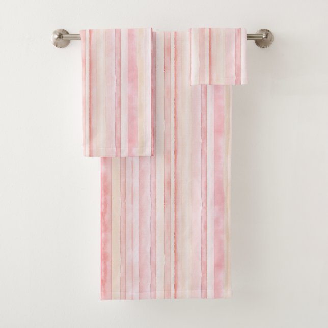 Rosa Creme Streifen Badhandtuch Set (Insitu)