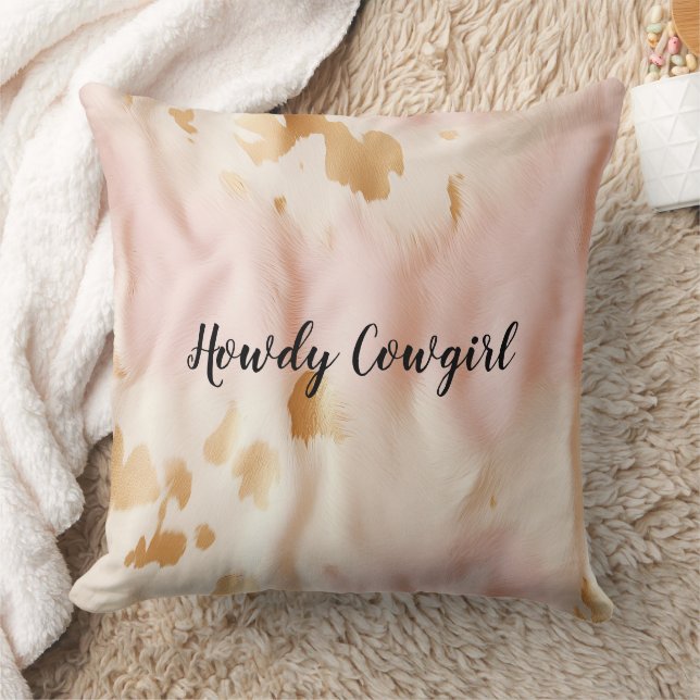 Rosa Creme Südwest Cowgirl Cowhide Kissen (Decke)