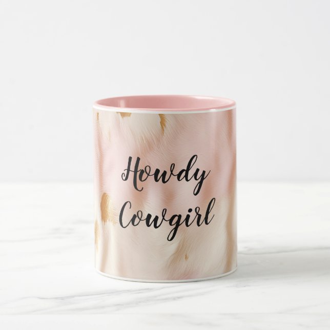 Rosa Creme Südwest Cowgirl Cowhide Tasse (Zentrum)