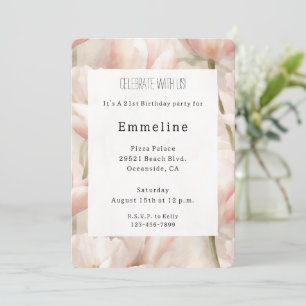 Rosa Creme Tulips Blume Romantischer Geburtstag Einladung