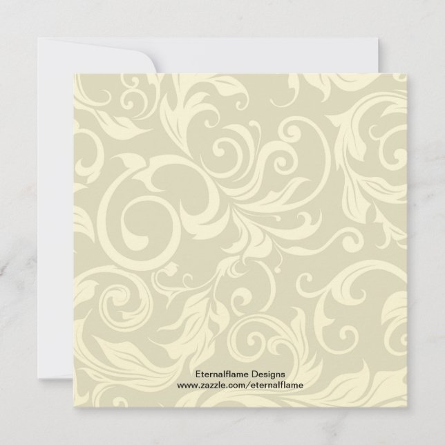 Rosa Creme Wedding Monogram Damask Einladung (Vorderseite)