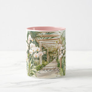 Rosa Creme Weiße Tropische Orchideen Blumen Paradi Tasse