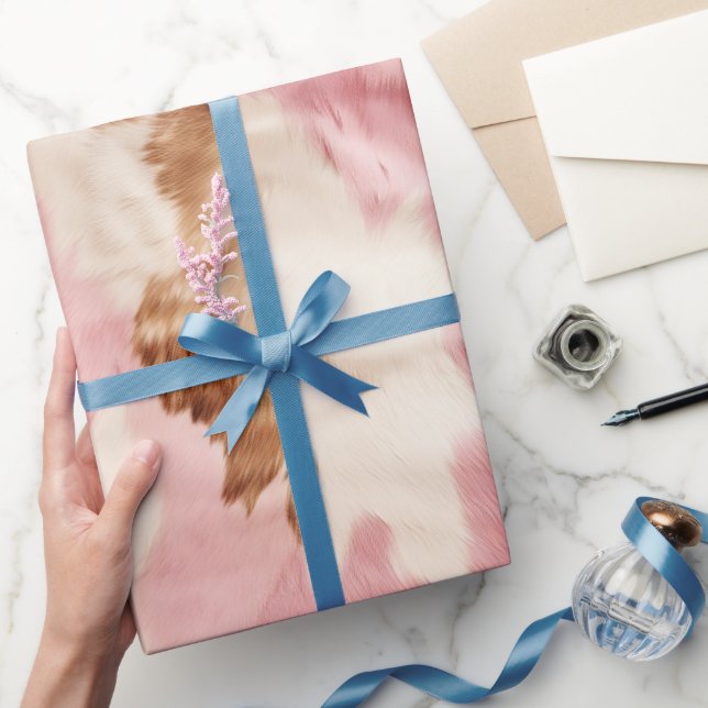 Rosa Creme Weißes Tier Geschenkpapier (Schenken)