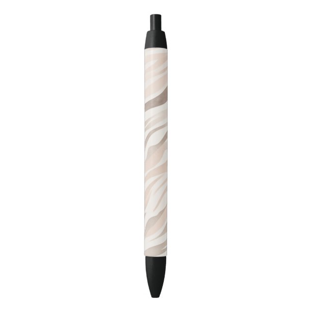 Rosa Creme Zebra Animal Print Kugelschreiber (Vorderseite Vertikal)
