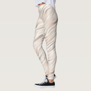Rosa Creme Zebra Animal Print Leggings