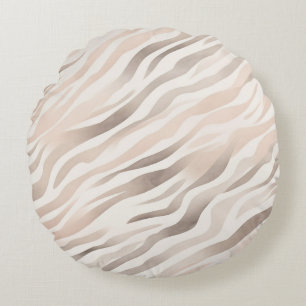 Rosa Creme Zebra Animal Print Rundes Kissen