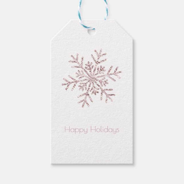 Rosa Crinkle Winter Wonderland Snowflake Elegante Geschenkanhänger (Vorderseite)