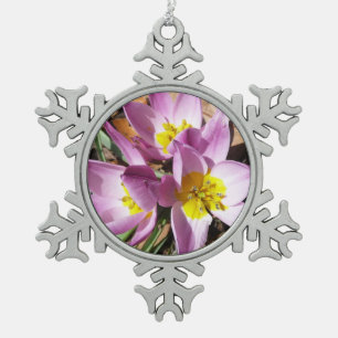 Rosa Crocses Frühlingsblume Schneeflocken Zinn-Ornament