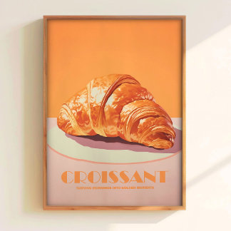 Rosa Croissant-Druck-Gebäckposter Minimalistische Poster
