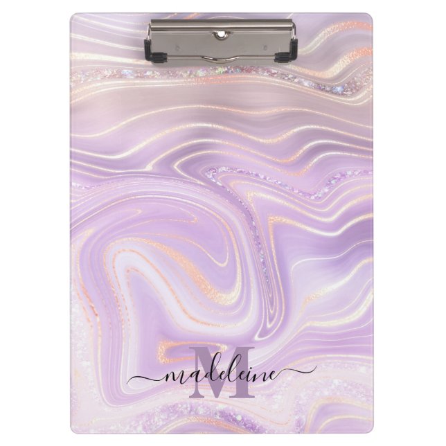 Rosa Crystal Monogram Klemmbrett (Vorderseite)