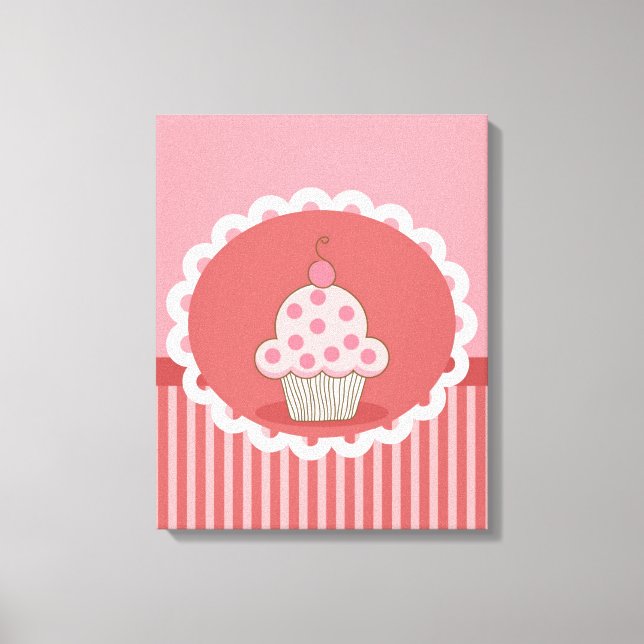 rosa Cupcake-Design Leinwanddruck (Vorderseite)