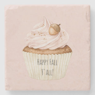 Rosa Cupcake Eichel Steinuntersetzer