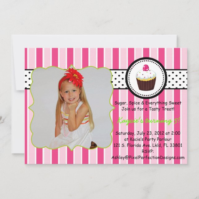 Rosa Cupcake Einladung (Vorderseite)