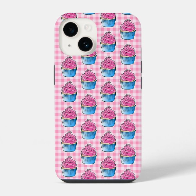 Rosa Cupcake iPhone 14 Hülle (Rückseite)