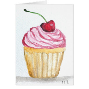 Rosa Cupcake mit Kirsche