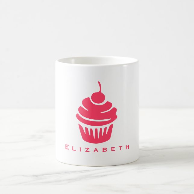 Rosa Cupcake oben mit Cherry Kaffeetasse (Mittel)