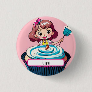 Rosa Cupcake-Prinzessin mit individualisierbarem N Button