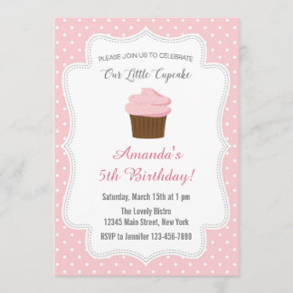 Rosa Cupcake zum Geburtstag Einladung