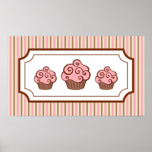 Rosa Cupcakes Art drucken Poster