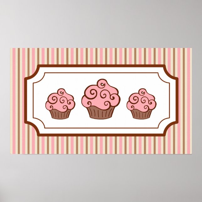 Rosa Cupcakes Art drucken Poster (Vorne)