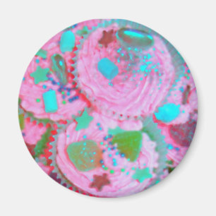 Rosa Cupcakes Kühlschrankmagnet rund