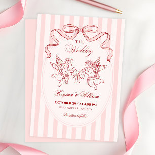 Rosa Cupid-Engel-Hochzeit  Einladung