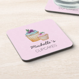 Rosa CupKuchen und Früchte Wasserfarbe Getränkeuntersetzer