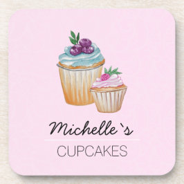 Rosa CupKuchen und Früchte Wasserfarbe Getränkeuntersetzer