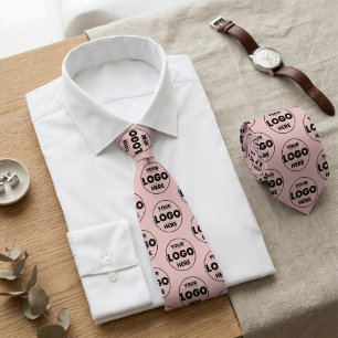 Rosa Custom-Logo-Wiederholungsmuster Professional Krawatte
