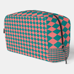 Rosa Cyan Karo-Diamant-Muster-Kulturtasche Waschbeutel