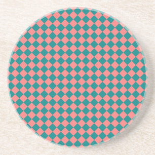 Rosa Cyan Karo Diamantmuster Getränkeuntersetzer