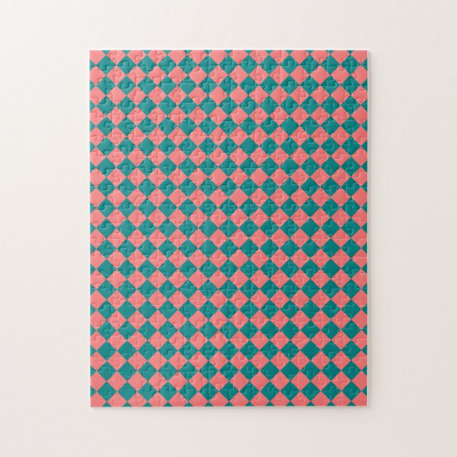 rosa Cyan Schachbrett Diamond Pattern (Vertikal)