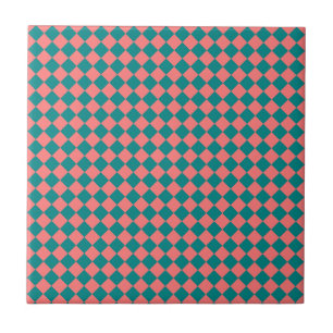 rosa Cyan Schachbrett Diamond Pattern Fliese