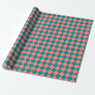 rosa Cyan Schachbrett Diamond Pattern Geschenkpapier