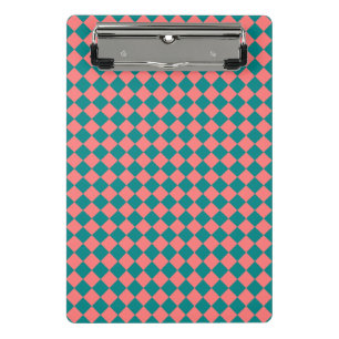 rosa Cyan Schachbrett Diamond Pattern Mini Klemmbrett